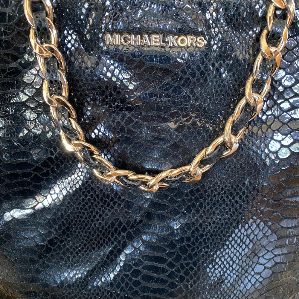 Michael Kors Black Embossed Python Harpertote - image 4